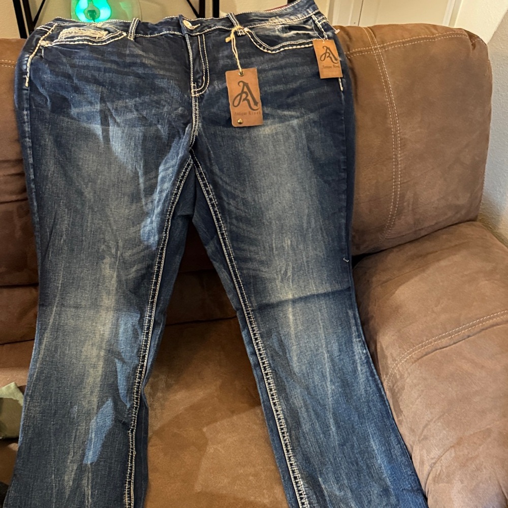 Antique Rivet Dark Blue Boot Cut Jeans